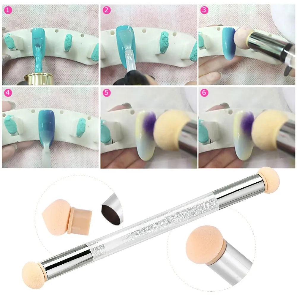 Double-End Ombre Nail Art Pen | 4 Sponge Heads & Gradient Nail Art Shading Pen QXL