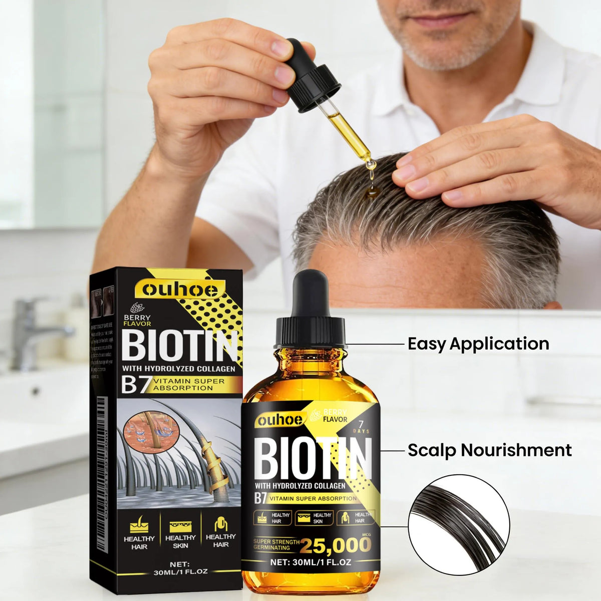 HOEGOA Biotin Collagen Scalp Serum | Rosemary Hair Oil 30ml Scalp Hair Serum QXL