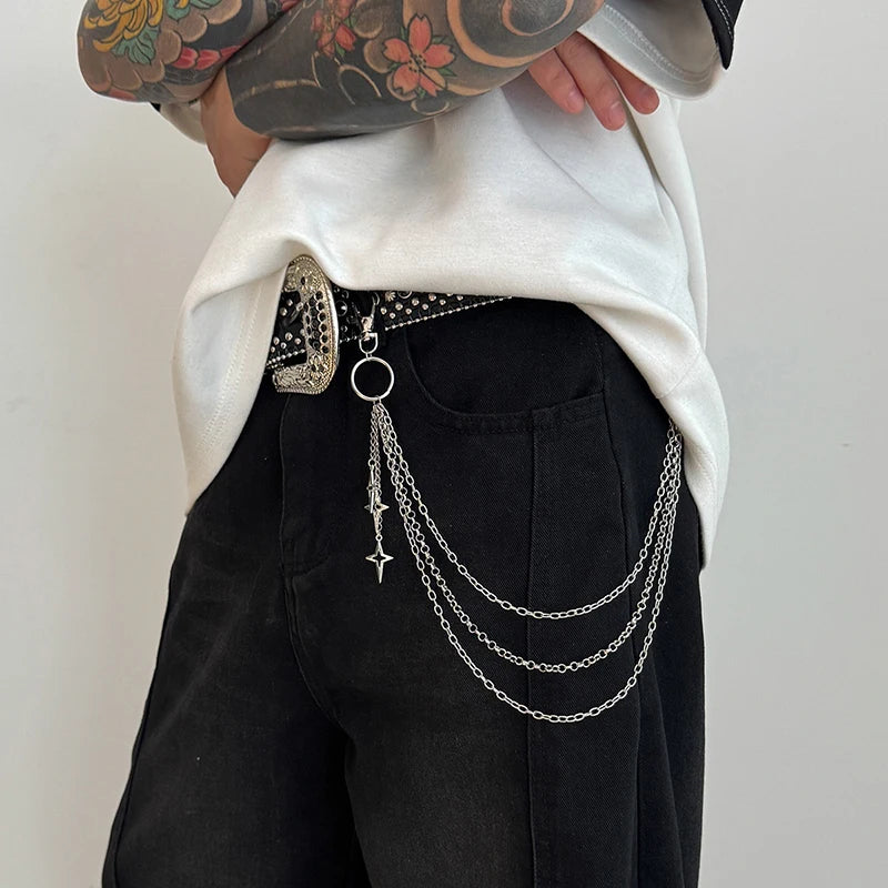 Retro Punk Cross Waist Chain | Unisex Hip-Hop Jeans Chain Waist Chain QXL