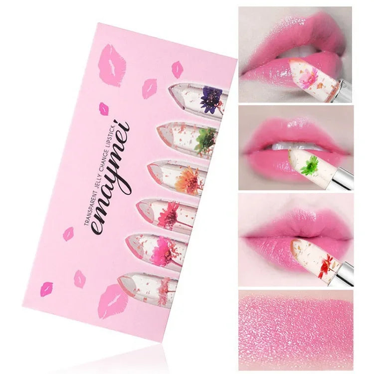6-Pc Dry Flower Jelly Crystal Lipstick Set | Color-Changing Gloss Jelly Crystal Lipstick Set QXL