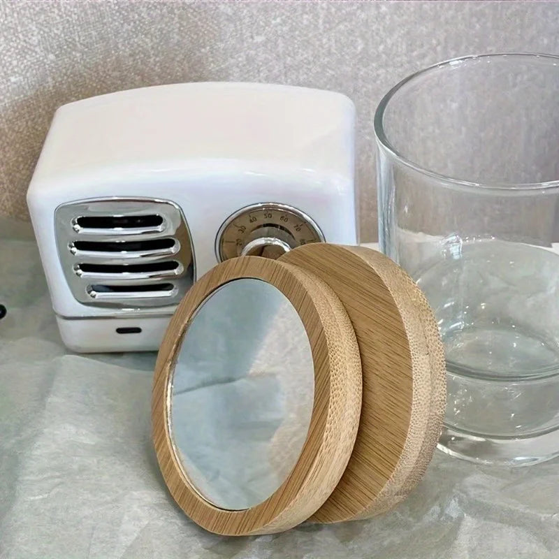 Compact Round Wooden Travel Mirror | Portable Handheld Mirror Portable Compact Mirror QXL