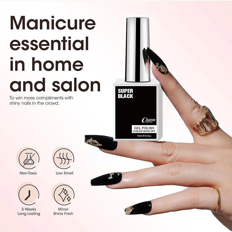 VERONNI 15ml Gel Nail Polish – Black, White & Red UV/LED Gel Nail Polish QXL