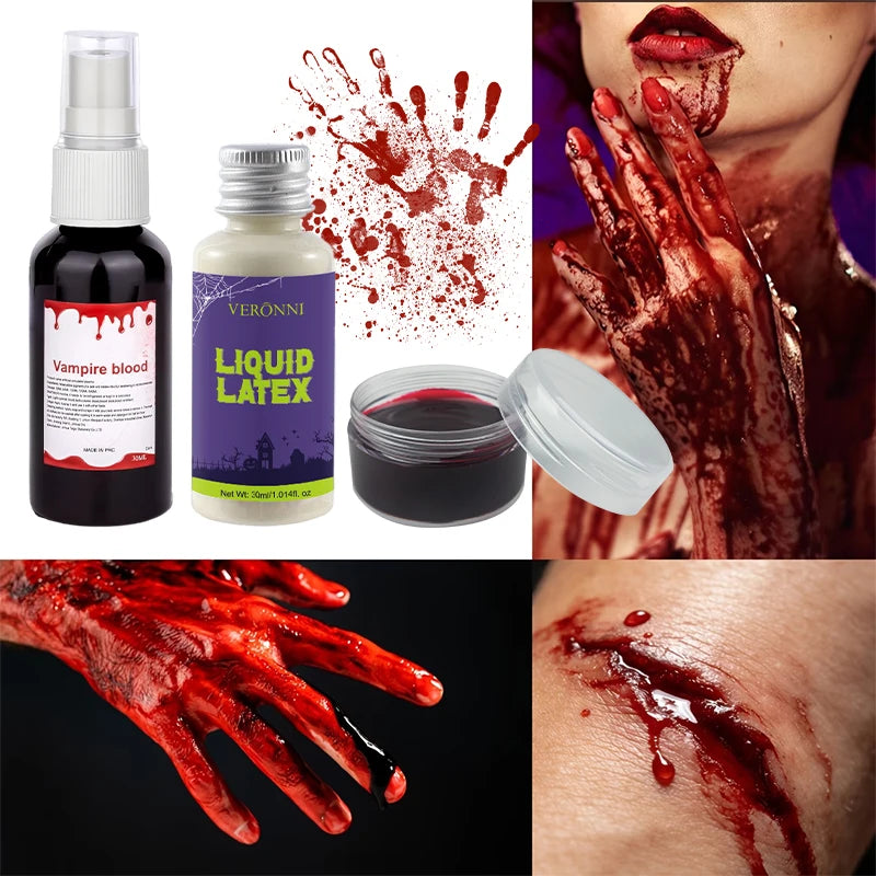 3-Piece SFX Makeup Kit – Liquid Latex, Blood Spray & Paste SFX Makeup Kit QXL