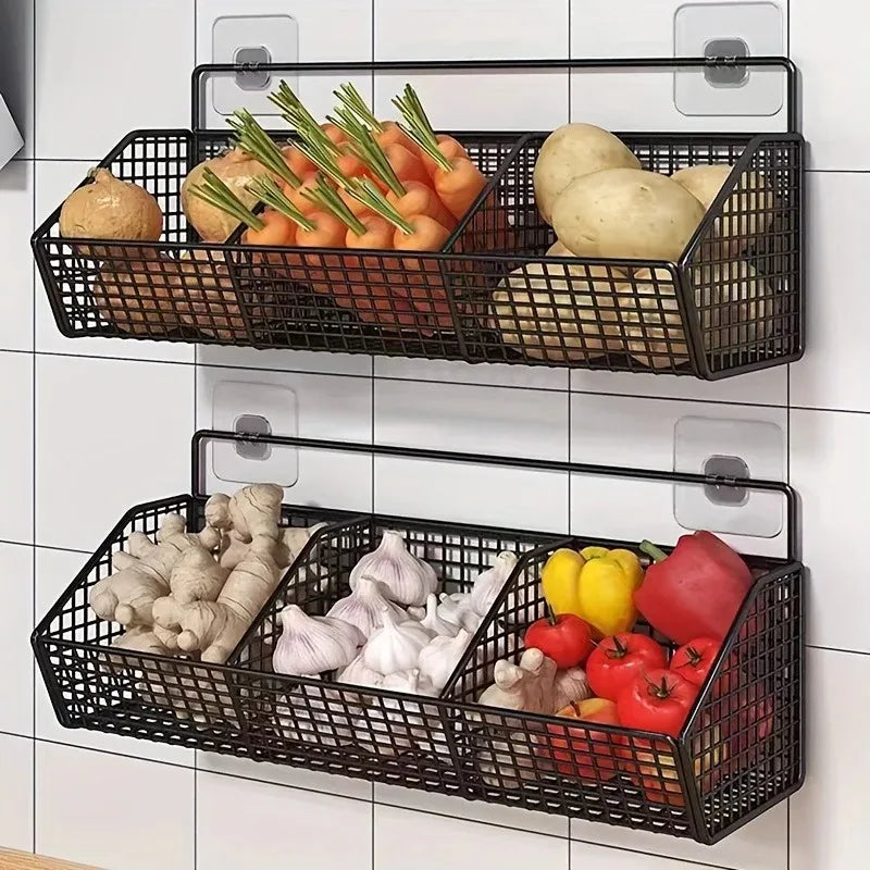 Punch-Free Wall Kitchen Storage Rack with Drain Basket Wall Storage Rack QXL