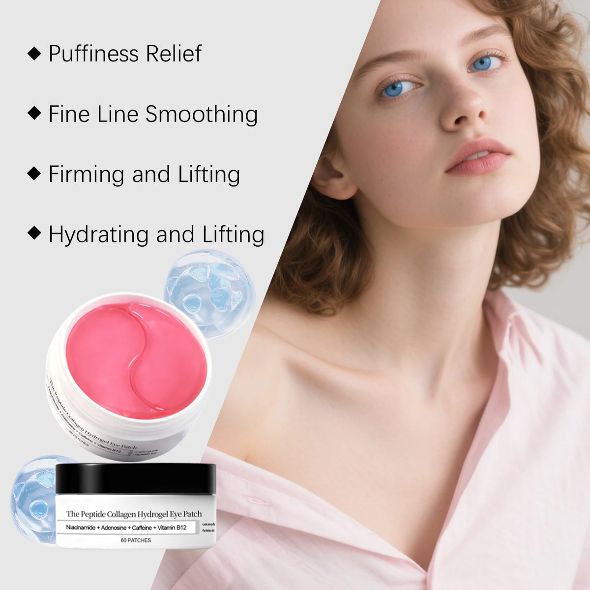 Collagen Hydrogel Eye Masks 60pcs | Firming & Brightening Hydrogel Eye Patches QXL