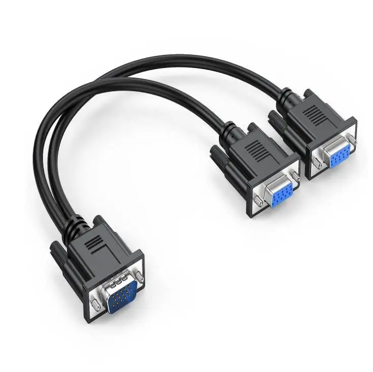 VGA Splitter Y Cable 1 Male to 2 Female | 1080P Screen Dup VGA Splitter Cable QXL black