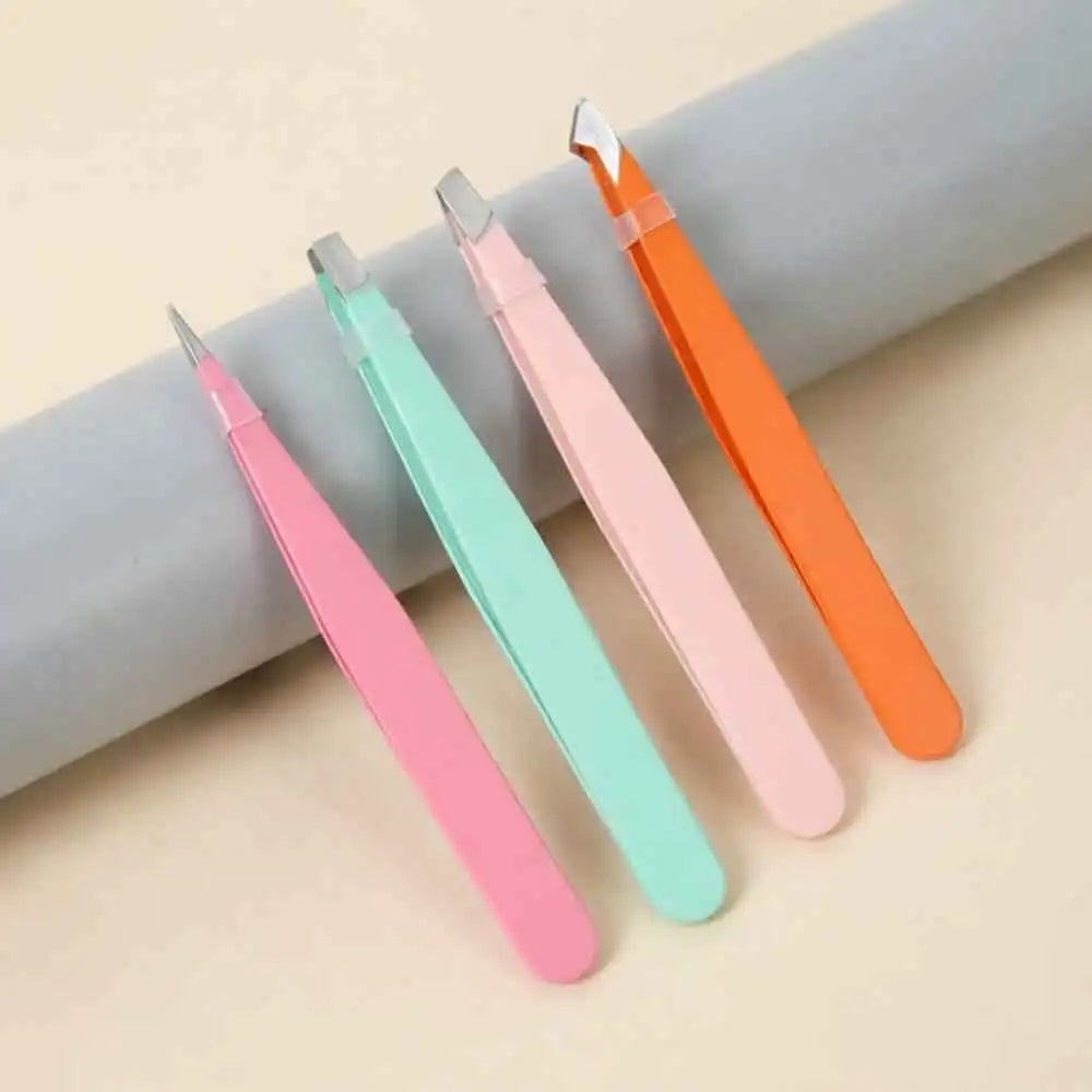 4-Piece Stainless Steel Eyebrow Tweezer & Beauty Tool Set Eyebrow Tweezer Set QXL