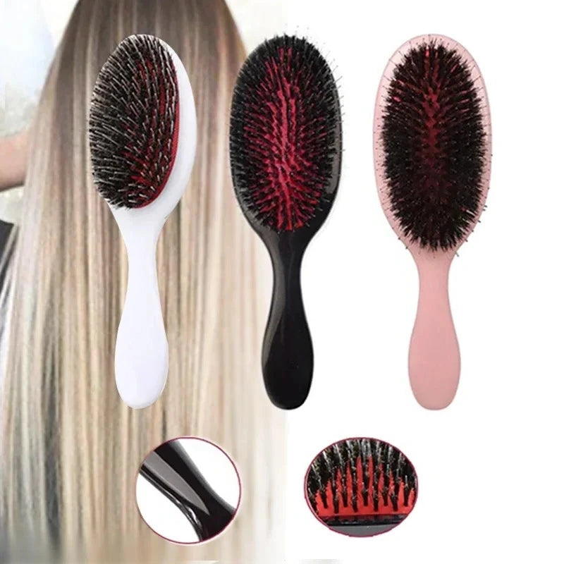 Oval Boar Bristle & Nylon Hair Comb | Anti-Static Massager Hair Comb Brush QXL