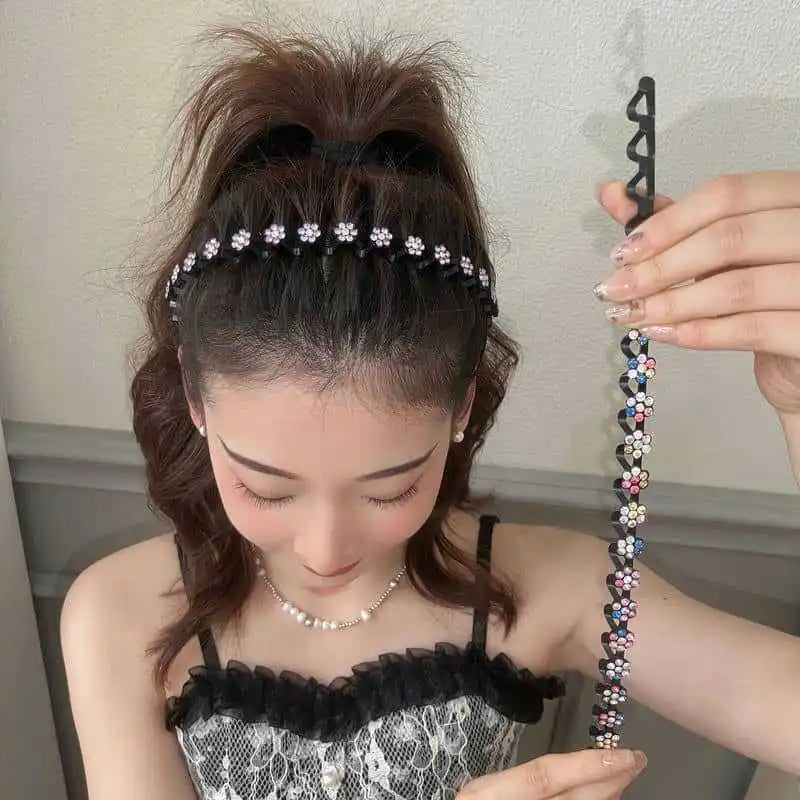 Rhinestone Non-Slip Wave Headband for Women & Girls Rhinestone Headband QXL