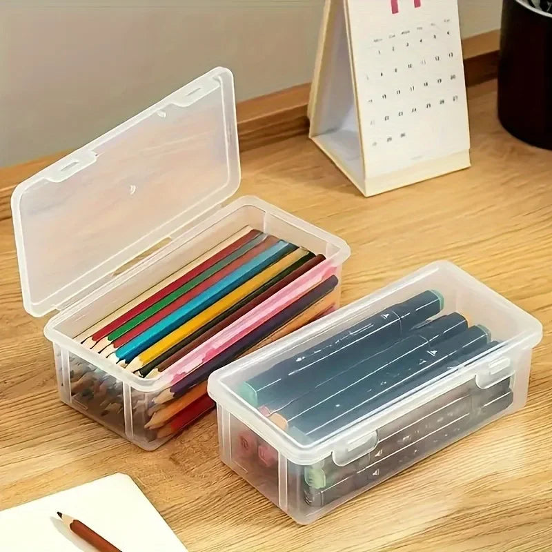Large Transparent Pencil & Marker Storage Box – 19×9×6cm Pencil Storage Case QXL