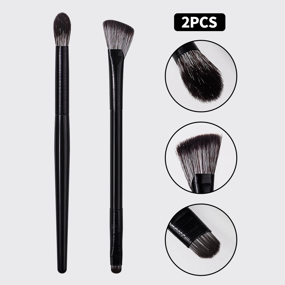 2-Pack Dual-End Concealer & Eyeshadow Blending Brush Set Makeup Brush Set QXL black
