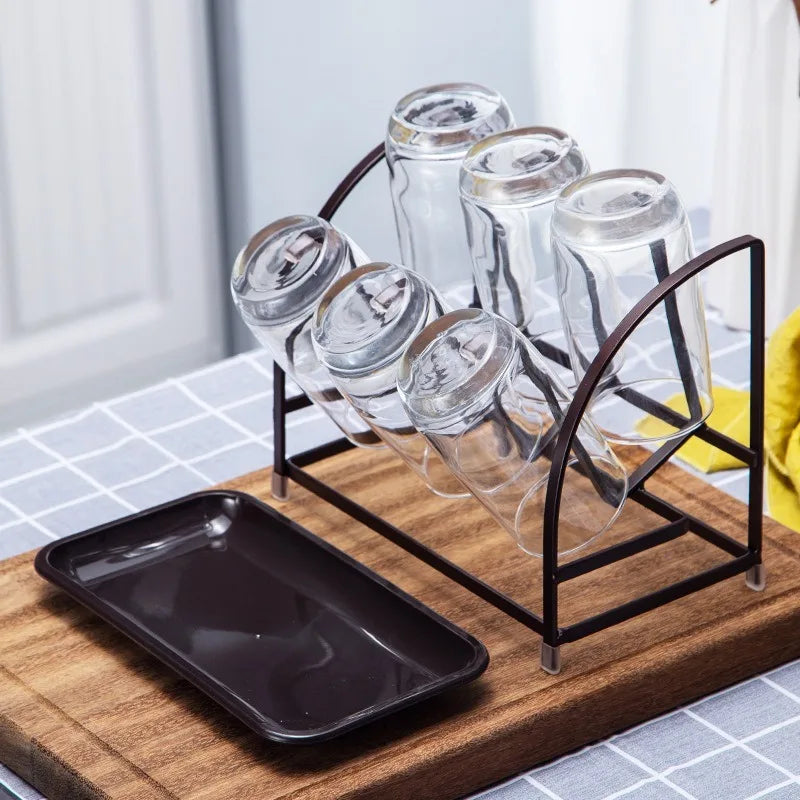6-Cup Stainless Steel Drying Rack | Inverted Glass Holder Cup Drying Rack QXL