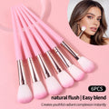6-Pc Pink Blush & Contour Makeup Brush Set | KOSSHOW Makeup Brush Set QXL Pink