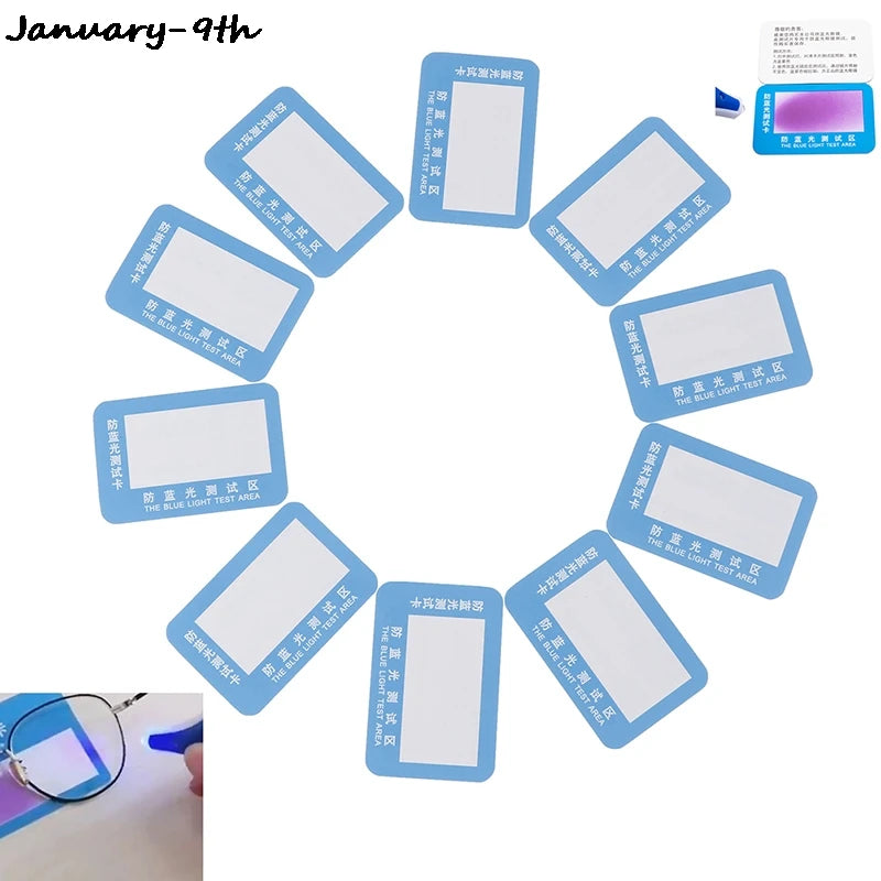 10-Pack Anti-Blue Light Test Cards | UV Lens Detection Eyewear Test Cards QXL