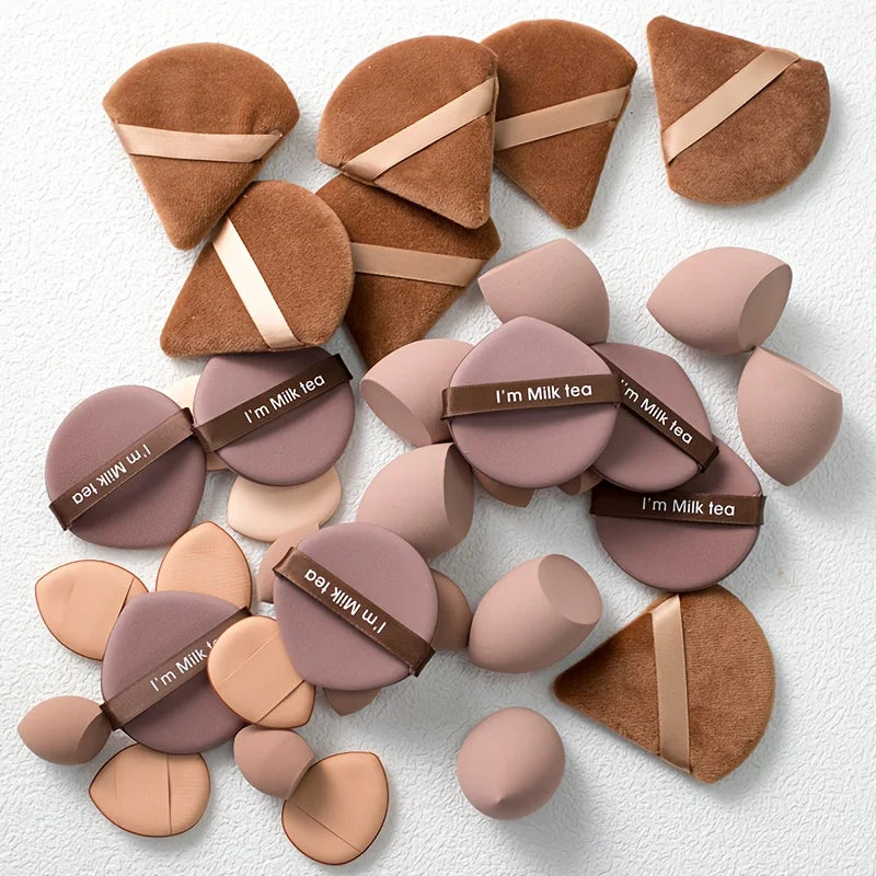 35-Piece Makeup Sponge & Puff Set | 5 Types, PU Applicators Makeup Sponge & Puff Set QXL