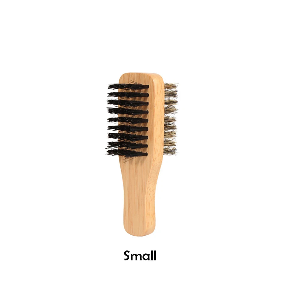 Men's Boar Bristle Hair & Beard Brush | Wood Handle S/M/L Beard & Hair Brush QXL Small
