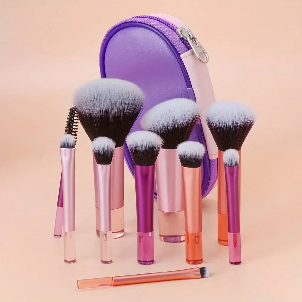 10-Piece Mini Makeup Brush Set – Powder, Eyeshadow & Blush Makeup Brush Set QXL