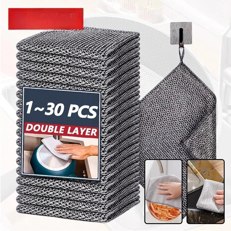 Steel Wire Scrubber Scourer Pad | Reusable Oil-Repellent Kitchen Scrubber Pad QXL