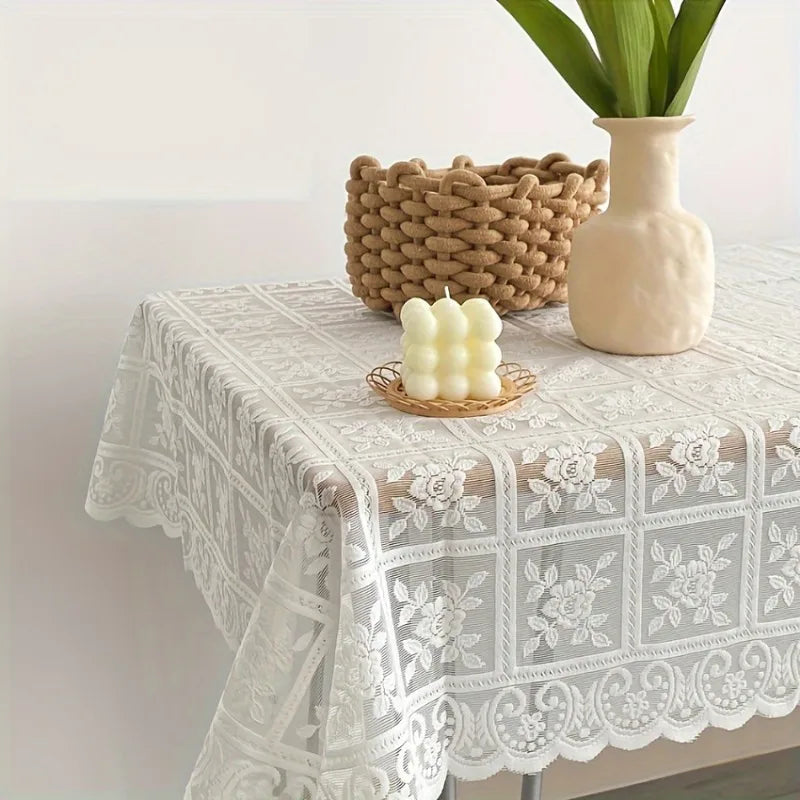 Vintage Lace Tablecloth | Washable Macrame Table Cover Doily Lace Tablecloth QXL