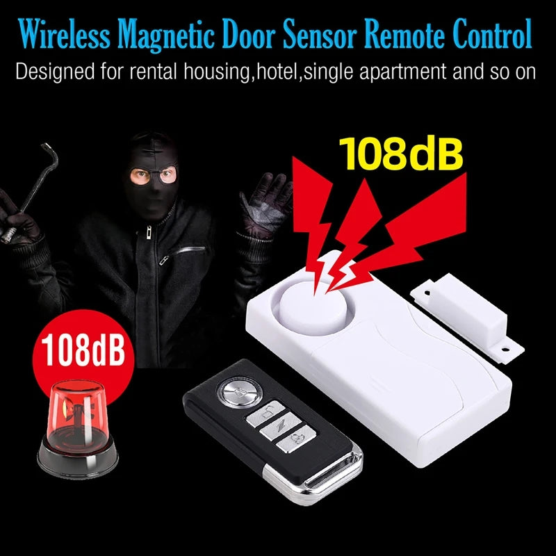 108dB Wireless Door & Window Alarm with Remote Control Door Window Alarm QXL