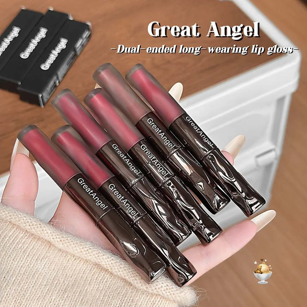 Dual-Ended Matte Velvet & Gloss Lip Color Pen | Long-Lasting Dual-Ended Lip Gloss QXL