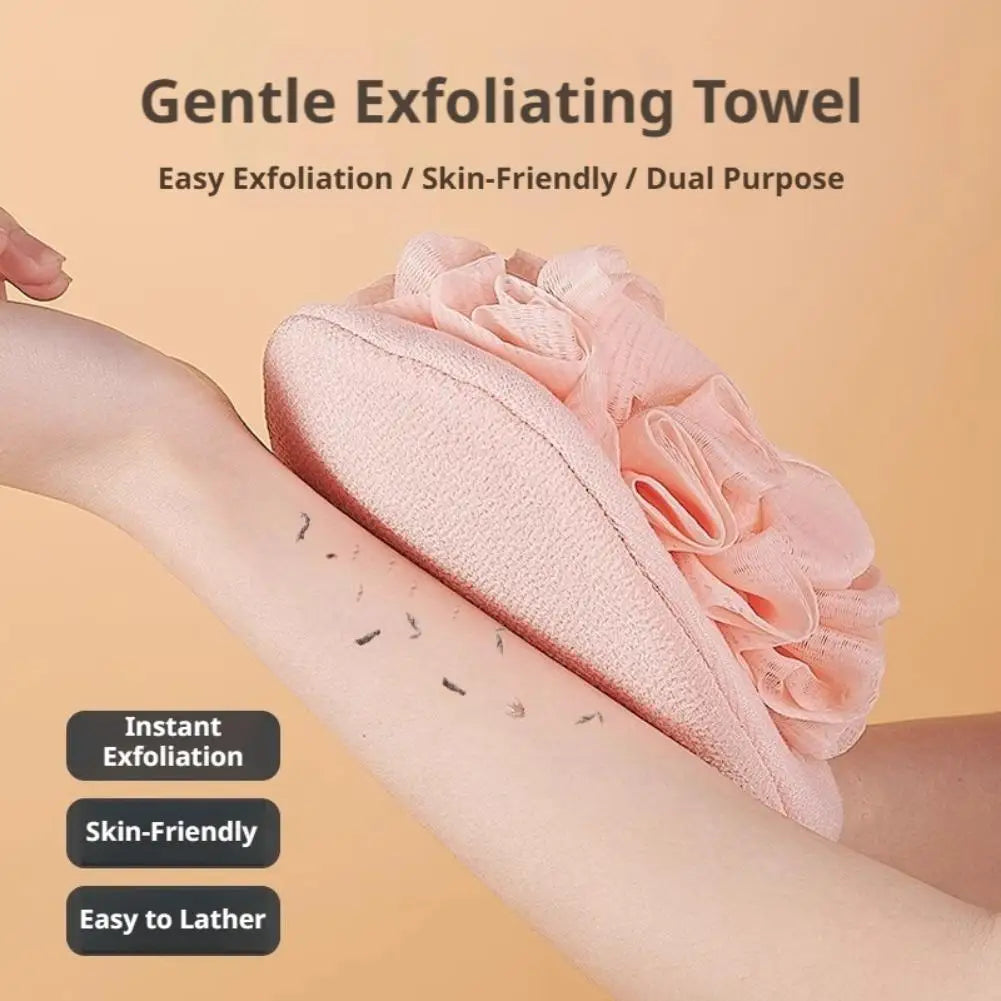 2-in-1 Exfoliating Bath Loofah Mesh Sponge Body Scrubber Bath Body Scrubber QXL