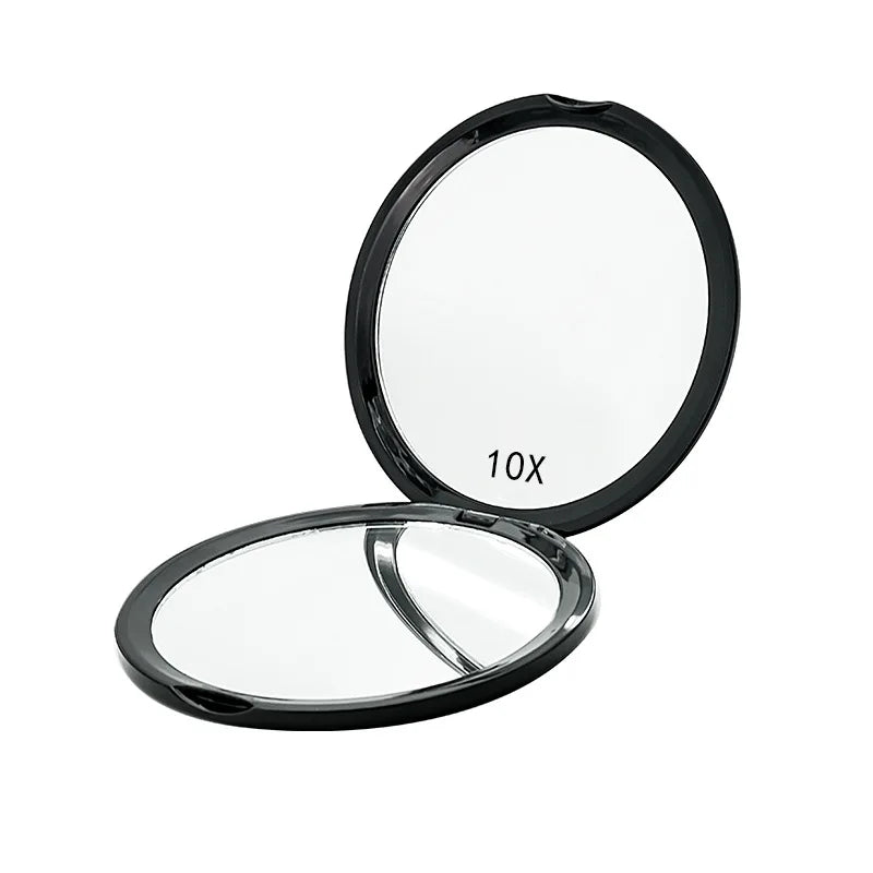 10X Magnifying Double-Sided Compact Travel Makeup Mirror Compact Makeup Mirror QXL Black