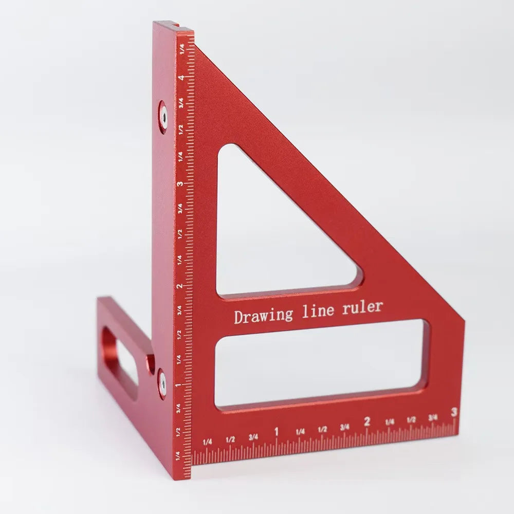 Aluminum Triangle Marking Ruler | 45/90° Woodworking Square Woodworking Angle Square QXL Red feet
