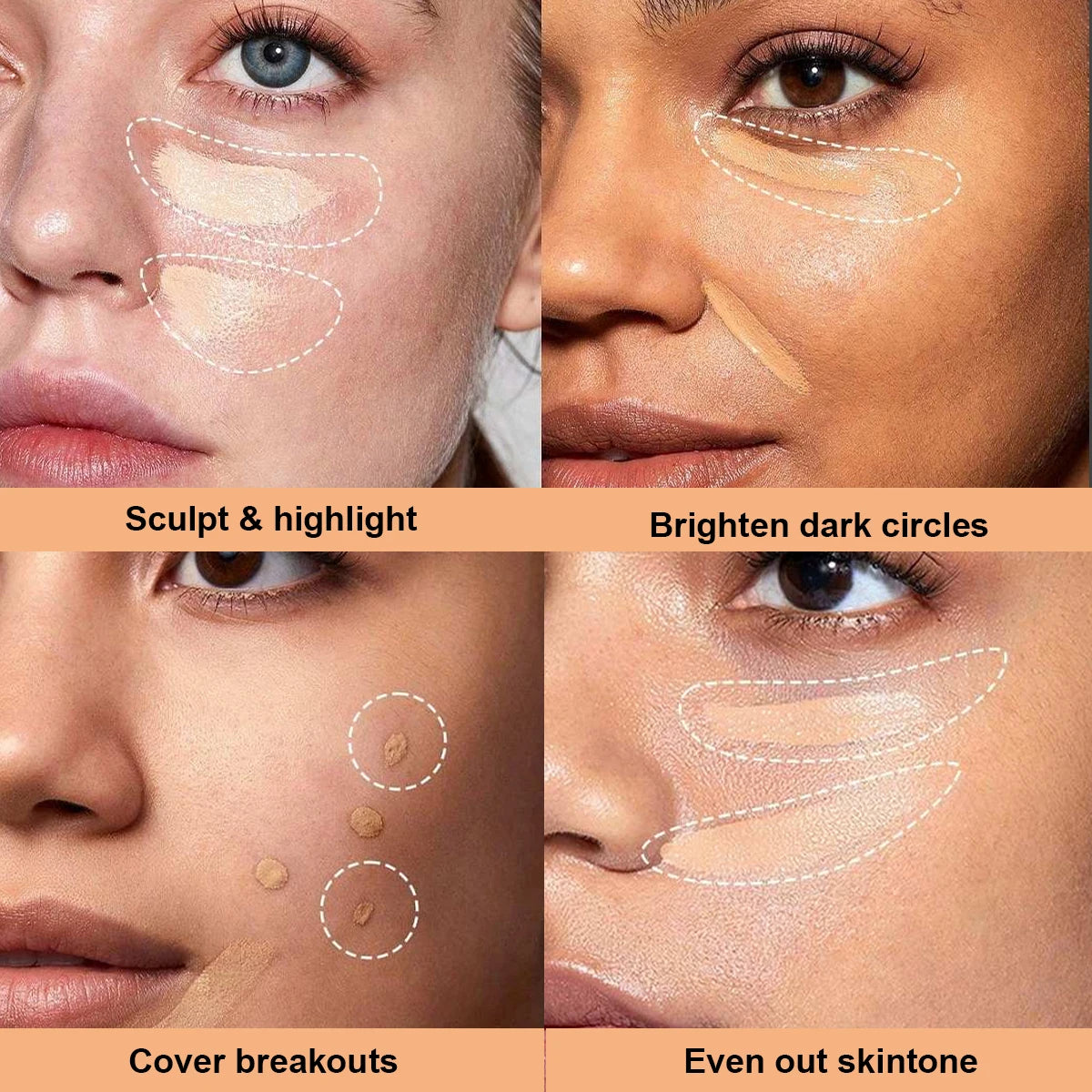 12-Color Waterproof Full Coverage Concealer Palette | Cream Concealer Palette QXL