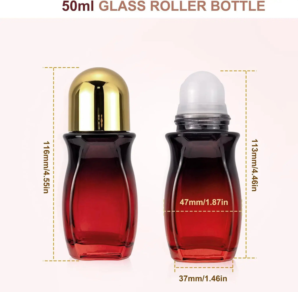 2-Pack 50ml Gradient Red Glass Roller Bottles + Opener Glass Roller Bottles QXL