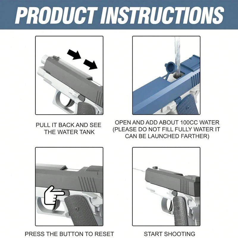 M1911 Water Pistol Squirt Gun | Pool & Beach Toy for Kids & Adults Water Squirt Gun QXL