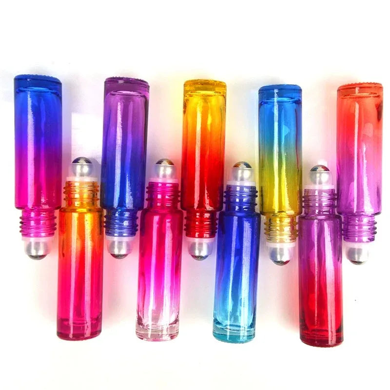 5-Pack 10ml Gradient Glass Roller Bottles for Essential Oils Glass Roller Bottles QXL