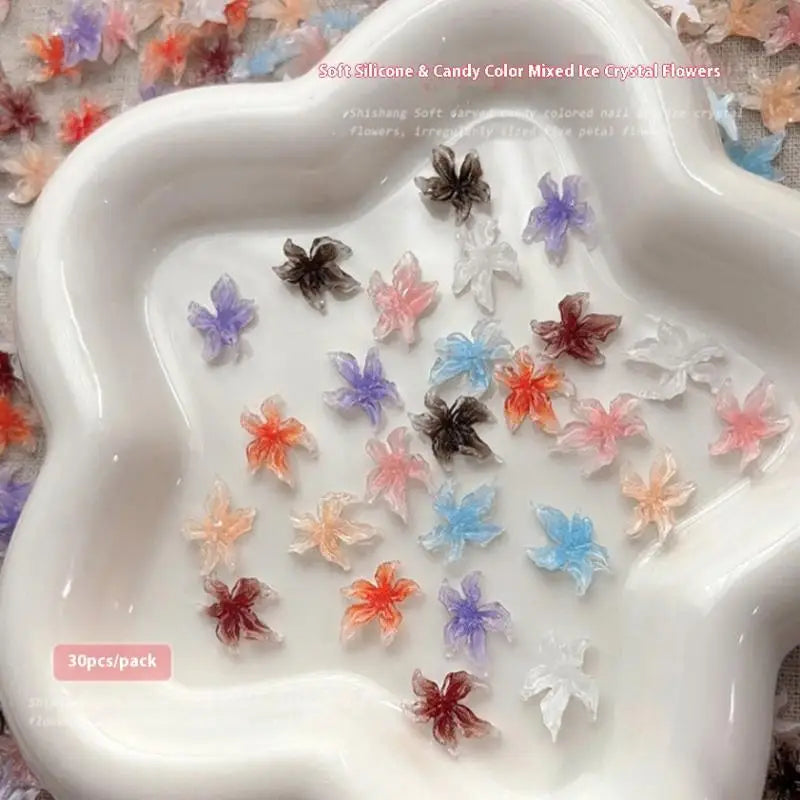30-Pack 3D Lily Flower Nail Art Charms | Resin DIY Décor Nail Art Charms QXL
