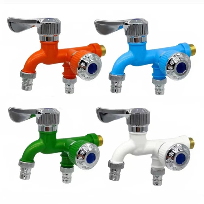 Dual Outlet Water Tap 1/2" Double Control Faucet Splitter Faucet Splitter Tap QXL