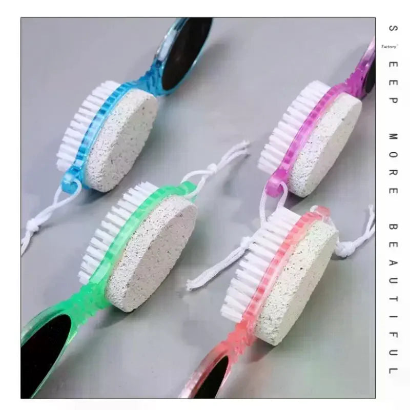 4-in-1 Foot Brush with Pumice Stone, File & Nail Brush Pedicure Foot Tool QXL