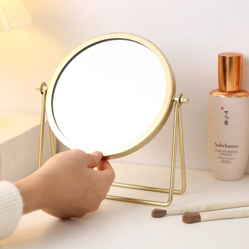 360° Rotating Iron Desktop Makeup Mirror | Magnifying Desktop Makeup Mirror QXL