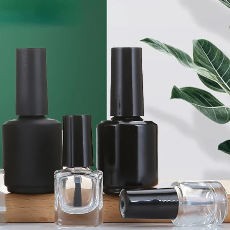 Empty UV Nail Gel Polish Bottles with Brush 10/15mL – Black Nail Polish Bottle QXL