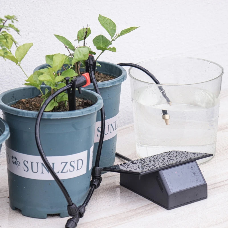 WiFi Solar Drip Irrigation Kit | Auto Watering + 10m Hose Drip Irrigation Kit QXL