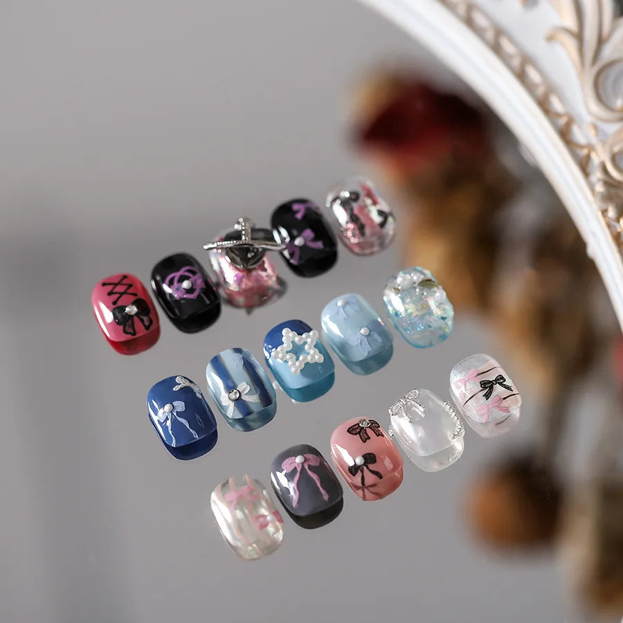 5D Kawaii Bow Nail Stickers | Self-Adhesive DIY Nail Art Decals Nail Art Stickers QXL