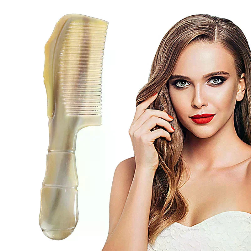 Natural Ox Horn Comb – Anti-Static Fine Tooth Scalp Massager Hair Comb QXL