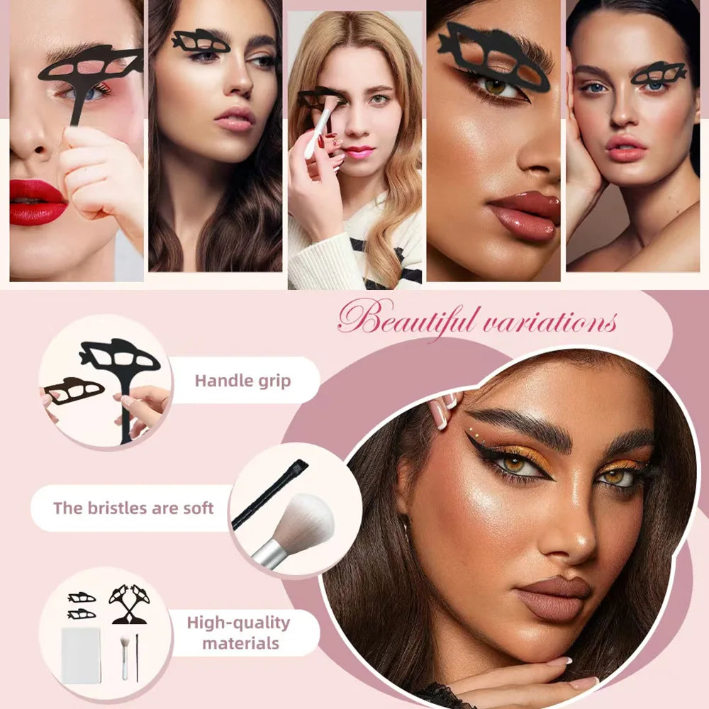 6-Pc Reusable Eyeshadow Stencil & Brush Set | Beginner Kit Eyeshadow Stencil Set QXL