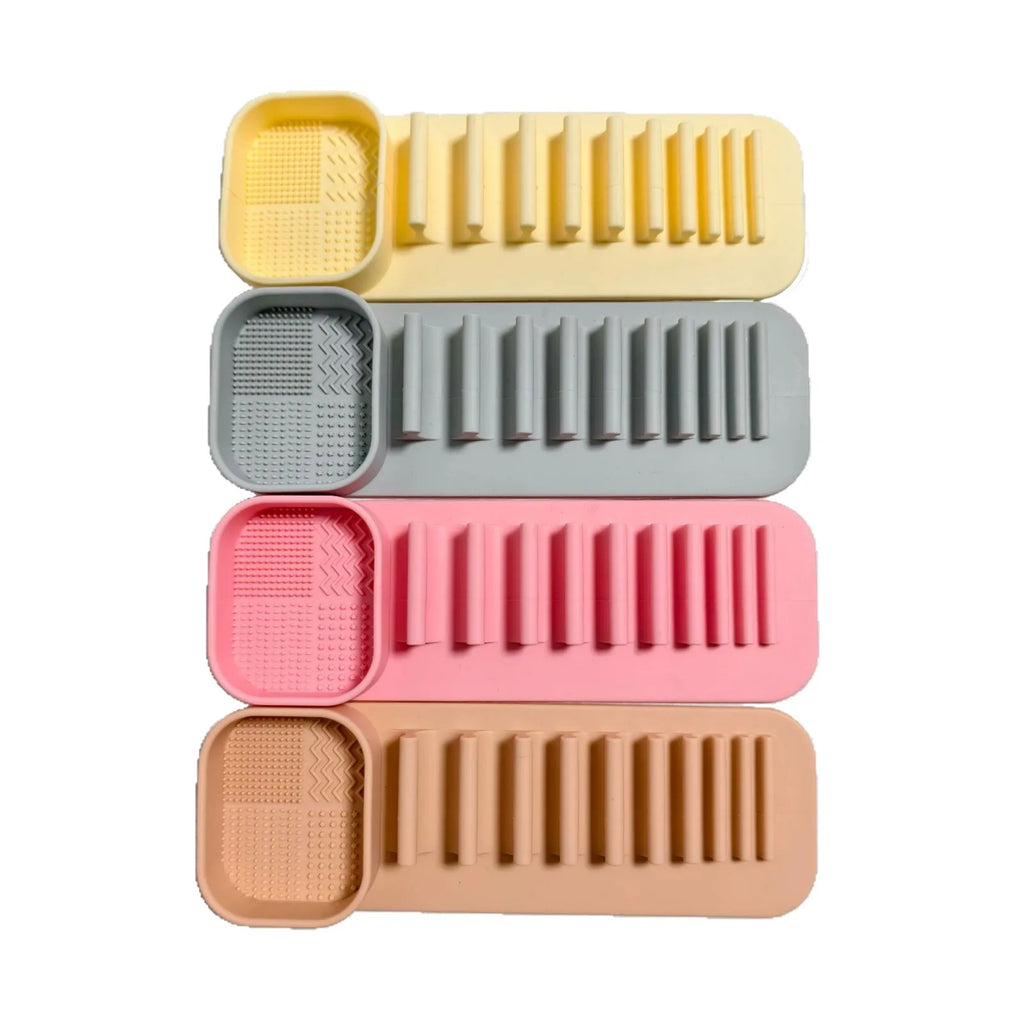 Silicone Makeup Brush Cleaner & Wall-Mount Drying Rack Brush Cleaner Rack QXL