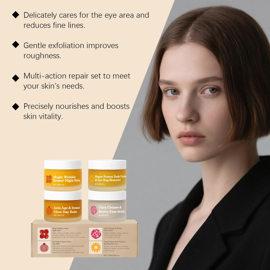 Day & Night Face Cream Set – Hyaluronic Acid, Eye Cream & Scrub Face Cream Set QXL