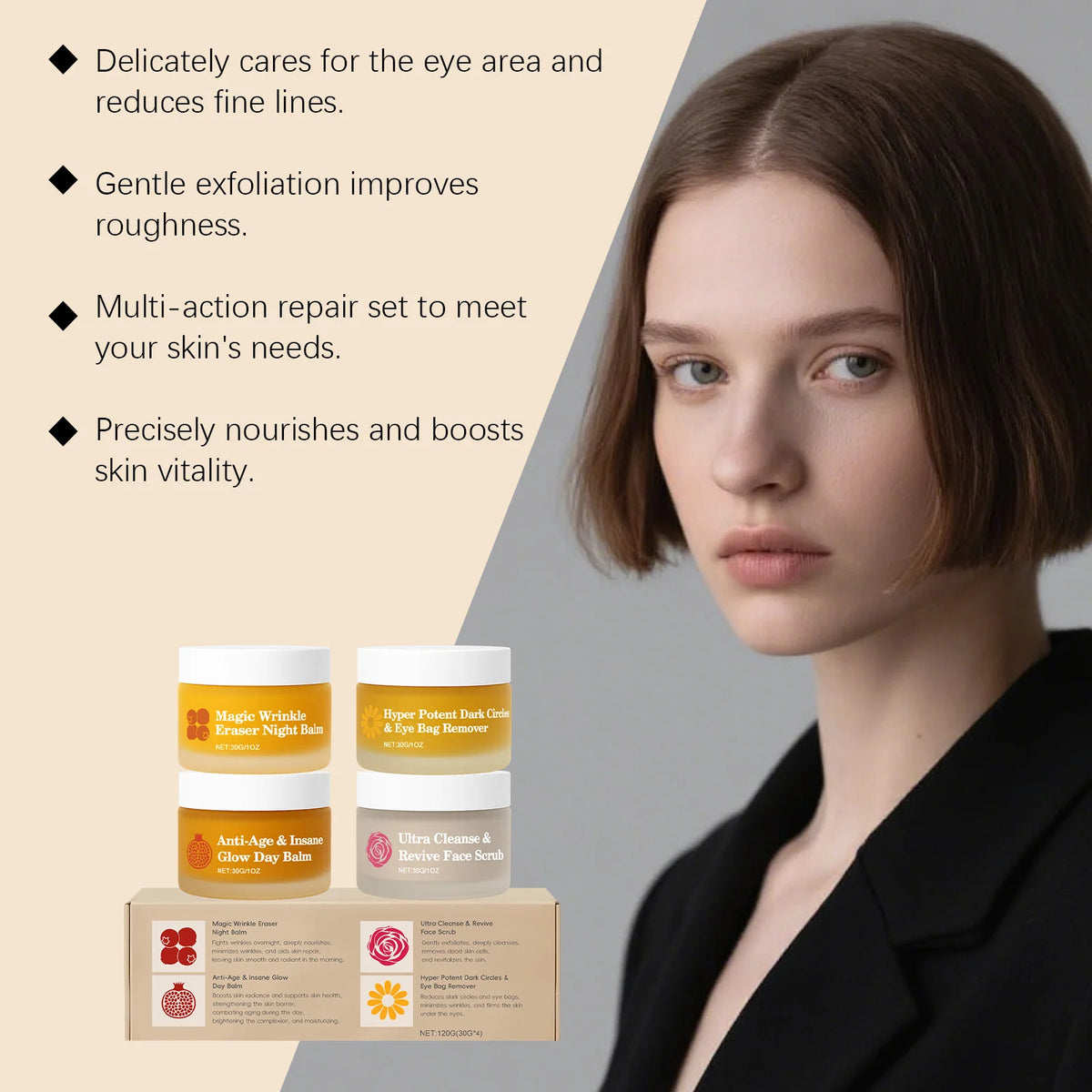 Day & Night Face Cream Set – Hyaluronic Acid, Eye Cream & Scrub Face Cream Set QXL