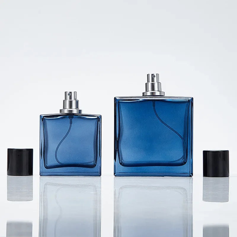 50/100ml Flat Square Glass Perfume Spray Bottle | Refillable Perfume Spray Bottle QXL 100ml