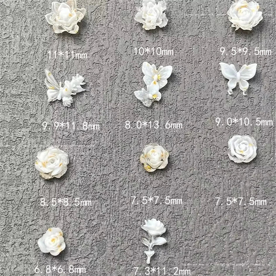20-Pc 3D Flower & Butterfly Nail Charms | Korean DIY Nail Art Nail Art Charms QXL