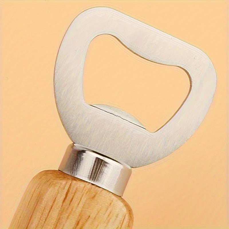 Wooden Handle Stainless Steel Beer Bottle Opener | Bar Tool Bottle Opener QXL