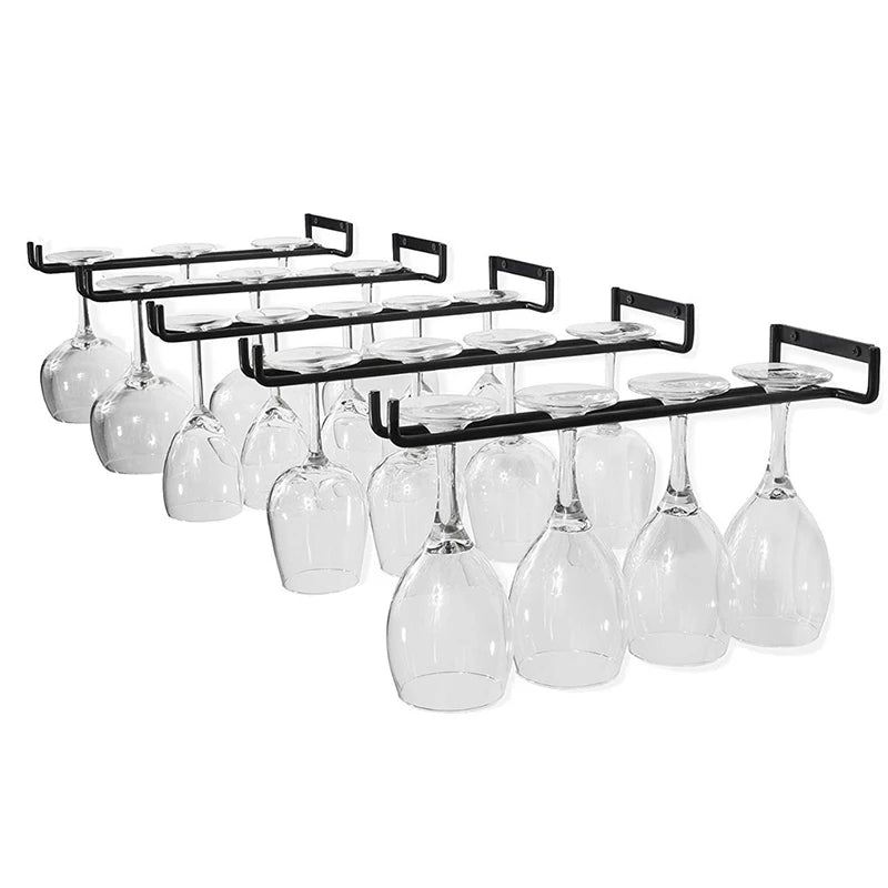 Wall-Mount Black Iron Stemware Rack | Wine Glass Holder Stemware Rack QXL