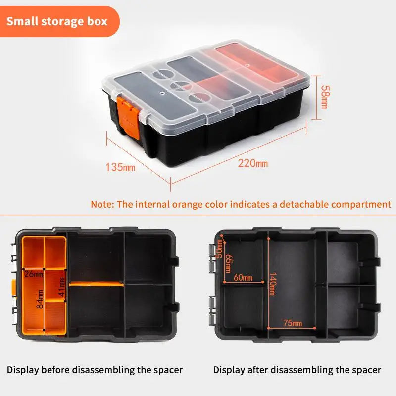25-Grid Portable Plastic Toolbox | Hardware & Craft Organizer Storage Organizer Box QXL black S