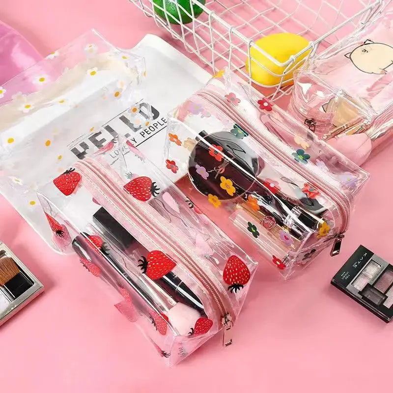 Large Capacity Floral Transparent PVC Pencil Case | Waterproof Pencil Case QXL